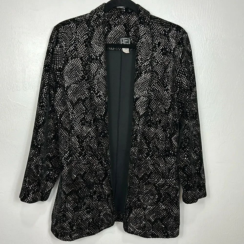 Joan Fagin New York Vintage Animal Print Open Front Blazer Jacket Size M